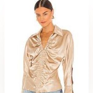 Grand & Greene | Satin Blouse in Champagne Size M Medium